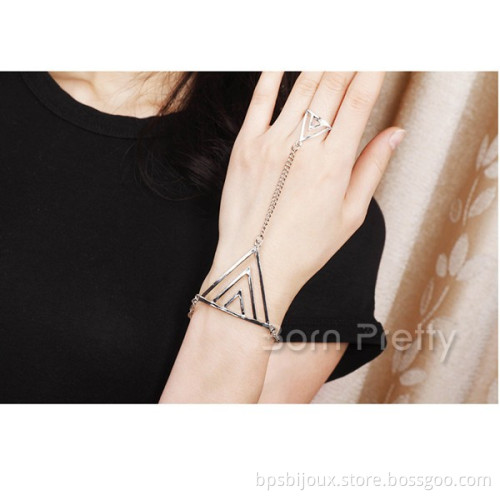 Bracelet Vintage Punk Style Silver Metal Triangle Hand Chain Link Finger